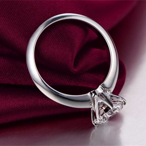 Ring Size 5, Cubic Zirconia Engagement Ring, Promise Bling Ring, Solitaire Ring - Picture 3 of 6